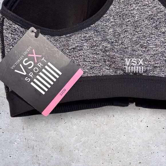Victorias Secret VSX Sport Bra Knockout Wireless 32DD Black Front Zip Close NWT - Picture 6 of 10